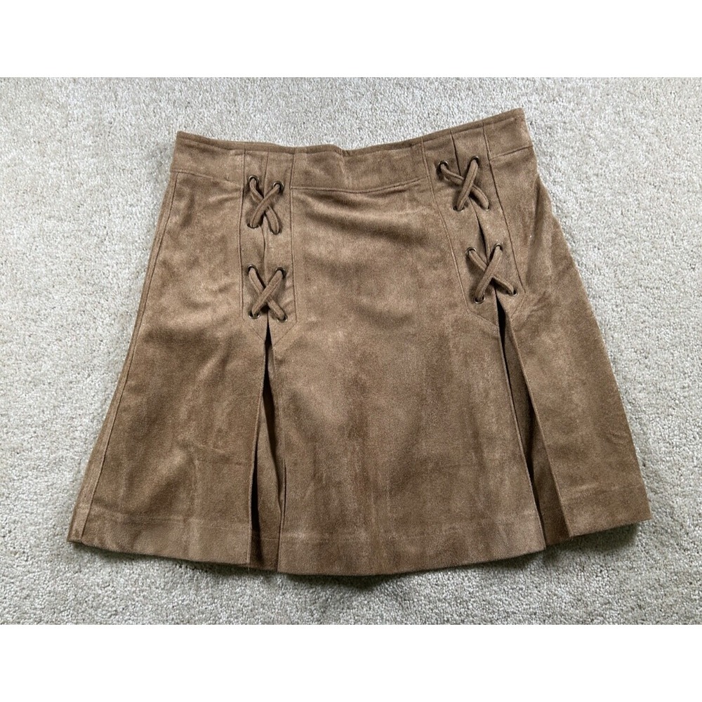 She + Sky Size S Faux Suede Short Brown Skirt Festival Coachella Dance Preppy